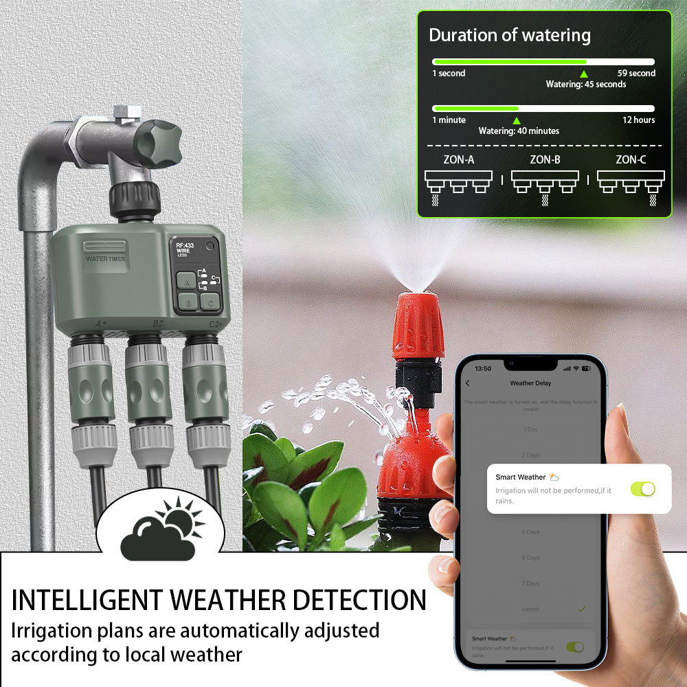 Tuya Wifi+RF433 3-outlet Water - đánh giá và giá Smart Garden Kit